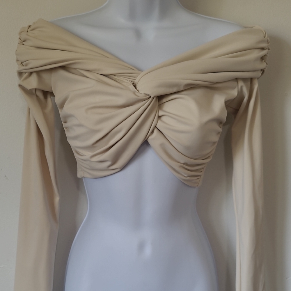 Missguided Cream Twist Detail Crop Top